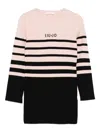 Liu •jo Striped Ribbed Knitted Dress In Multi