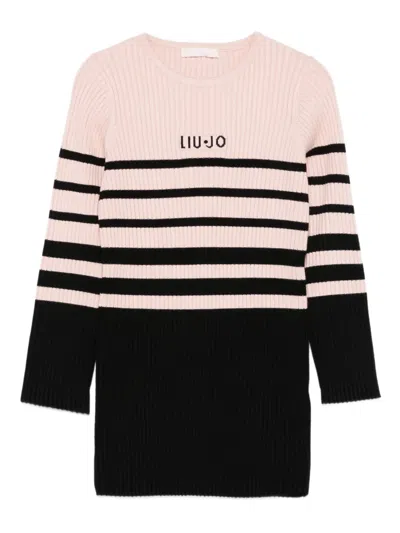 Liu •jo Striped Ribbed Knitted Dress In Multi