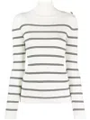 Liu •jo Striped Roll-neck Ribbed-knit Jumper In White