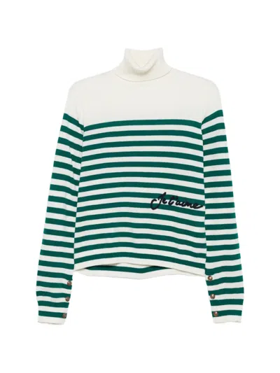 Liu •jo Striped Roll-neck Sweater In White