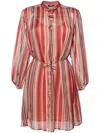 Liu •jo Striped Split-neck Minidress In Red