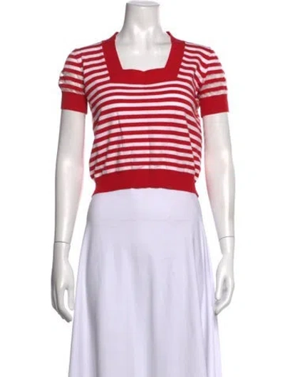 Pre-owned Liu •jo Striped Square Neckline Top In Red