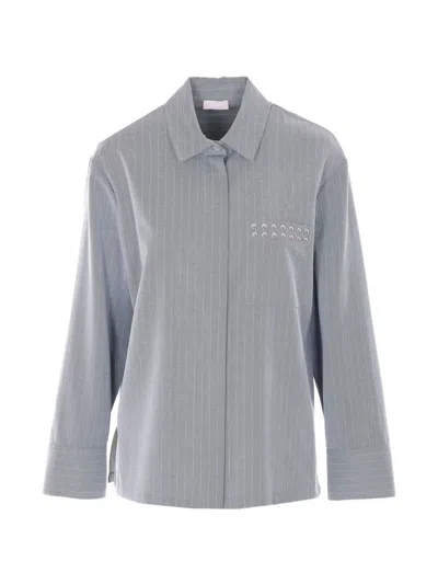 LIU •JO STRIPED STUD-EMBELLISHED SHIRT