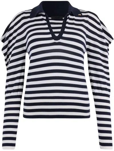 Liu •jo White And Blue Wool And Cashmere Jumper