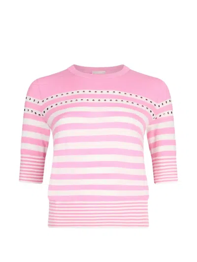 Liu •jo Striped Sweater In Pink