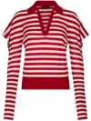 Liu •jo Striped Red And White Wool And Cashmere Jumper In Rot