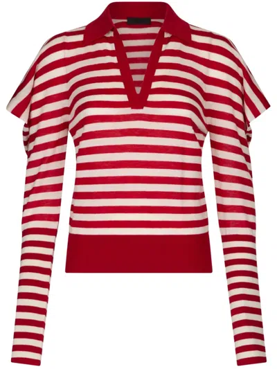 Liu •jo Striped Red And White Wool And Cashmere Jumper In Rot