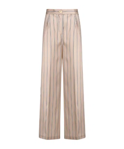 Liu •jo Striped Trousers In Brown