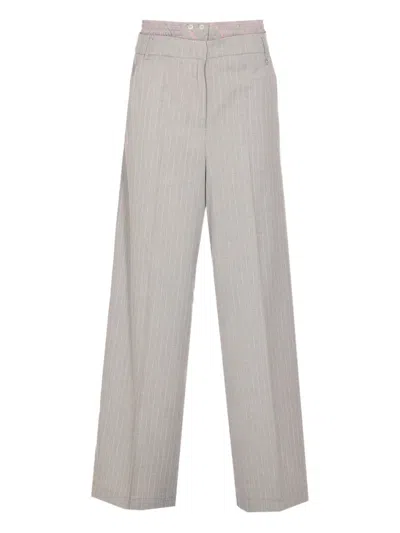 Liu •jo Striped Trousers In Gray