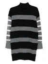 Liu •jo Horizontal Stripe Turtleneck Mini Dress In Black
