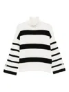 Liu •jo Striped Turtleneck Sweater In White