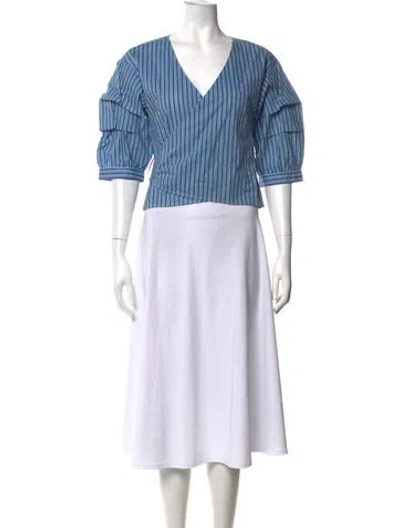 Pre-owned Liu •jo Striped V-neck Top In Blue