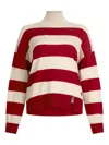 Liu •jo Striped Wool-blend Mock Polo-neck In Red