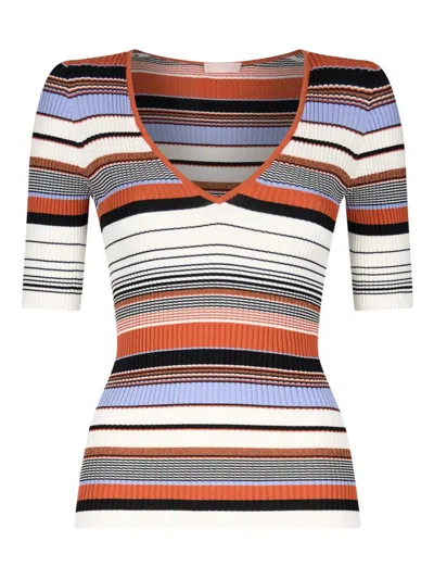LIU •JO STRIPPED KNIT T-SHIRT