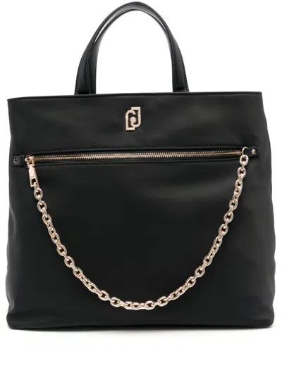 Liu •jo Liu Jo Structured Black Handbag With Gold Accents