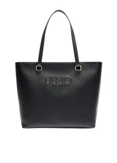 Liu •jo Liu Jo Structured Black Tote Bag With Embossed Logo