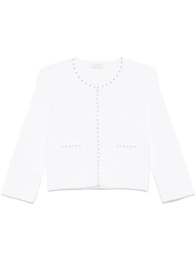 Liu •jo Stud-embellished Cardigan In Weiss