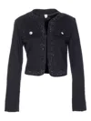 Liu •jo Denim Jacket Studded Buttoned Pockets In Black