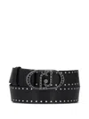 Liu •jo Stud-embellished Leather Belt In Black