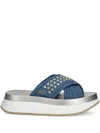 Liu •jo Stud-embellished Slides In Blue