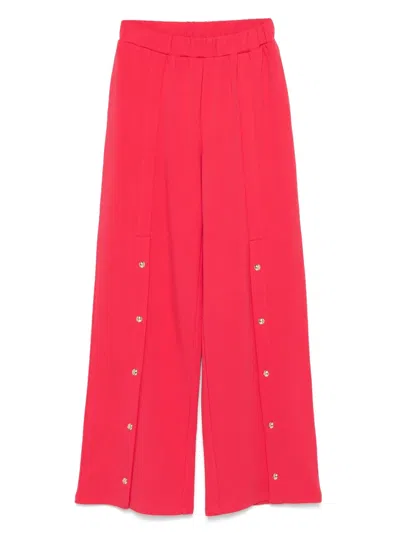 Liu •jo Stud-embellishment Fleece Track Trousers In Red