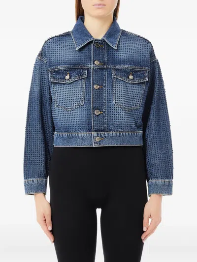 Liu •jo Studded Denim Jacket In Blue