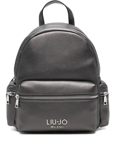 Liu •jo Studded-detail Zip-fastening Backpack In Gray