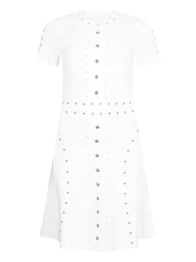 Liu •jo Studded Knit Mini Dress In White