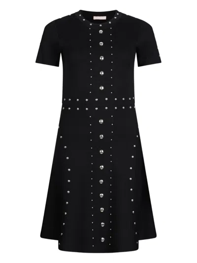 Liu •jo Studded Knitted Mini Dress In Black