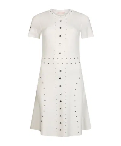 Liu •jo Studded Knitted Mini Dress In White