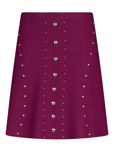 Liu •jo Studded Knitted Skirt In Purple
