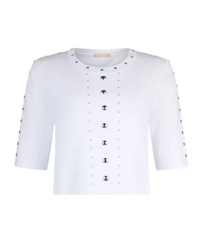 Liu •jo Studded Knitted Top In White
