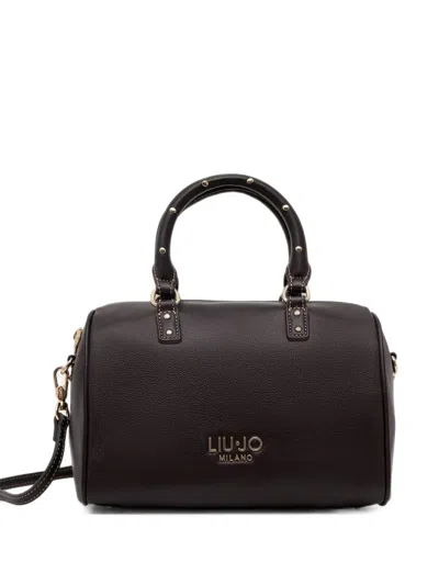 Liu •jo Studded Pebbled-effect Hand Bag In Brown