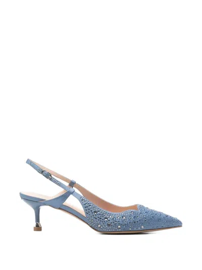 Liu •jo Studded Pointed Leather Pumps In Blue