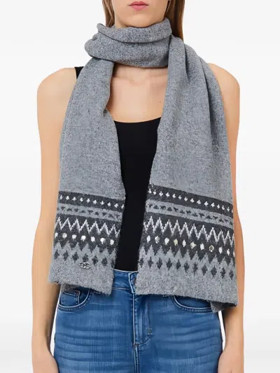 Liu •jo Studded Scarf In Grey