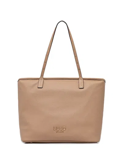 Liu •jo Studded Tote Bag In Nude