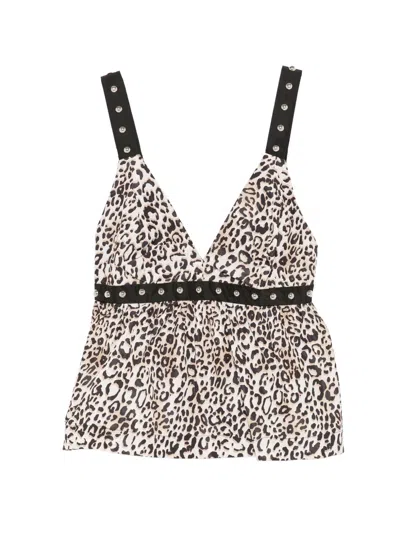 Liu •jo Studded V-neck Top In Brown