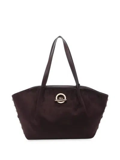 Liu •jo Studded Velvet-effect Tote Bag In Brown