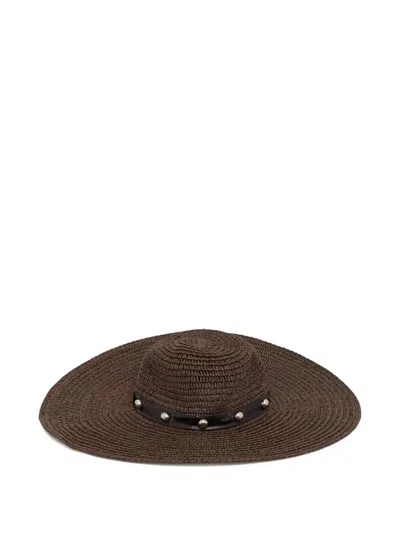Liu •jo Studded Wide-brim Hat In Brown