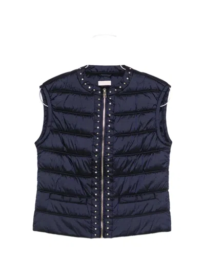 Liu •jo Stud-embellished Gilet In Blue