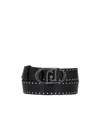 Liu •jo Stud-embellished Leather Belt In Black
