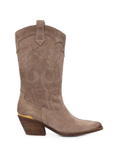 Liu •jo Suede Cowboy Boots In Brown