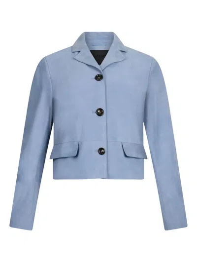 Liu •jo Suede Boxy Jacket In Blue