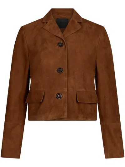 Liu •jo Suede Boxy Jacket In Braun