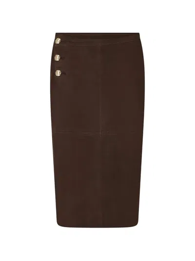 Liu •jo Suede Midi Skirt In Brown