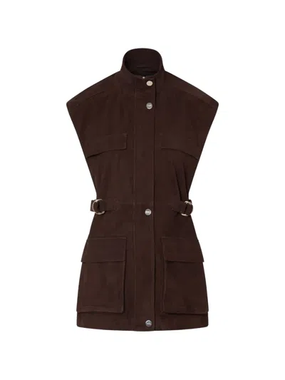 Liu •jo Suede Vest In Brown