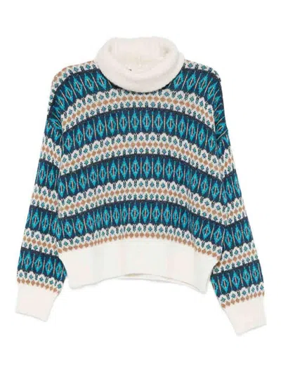 LIU •JO BLUE PATTERNED TURTLENECK