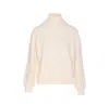 Liu •jo Sequined Turtleneck Knitwear Ribbed Finish In Neutral
