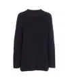 Liu •jo Oversized Round Neck Sweater With Cut Out In Black
