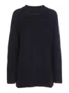 Liu •jo Oversized Round Neck Sweater With Cut Out In Black